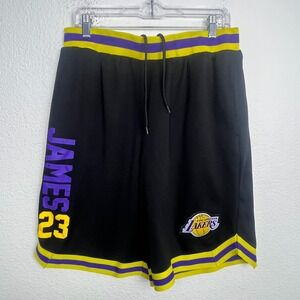 Los Angeles Lakers Swingman Shorts Mens Large Black‎ LeBron James #23 NBA Logo